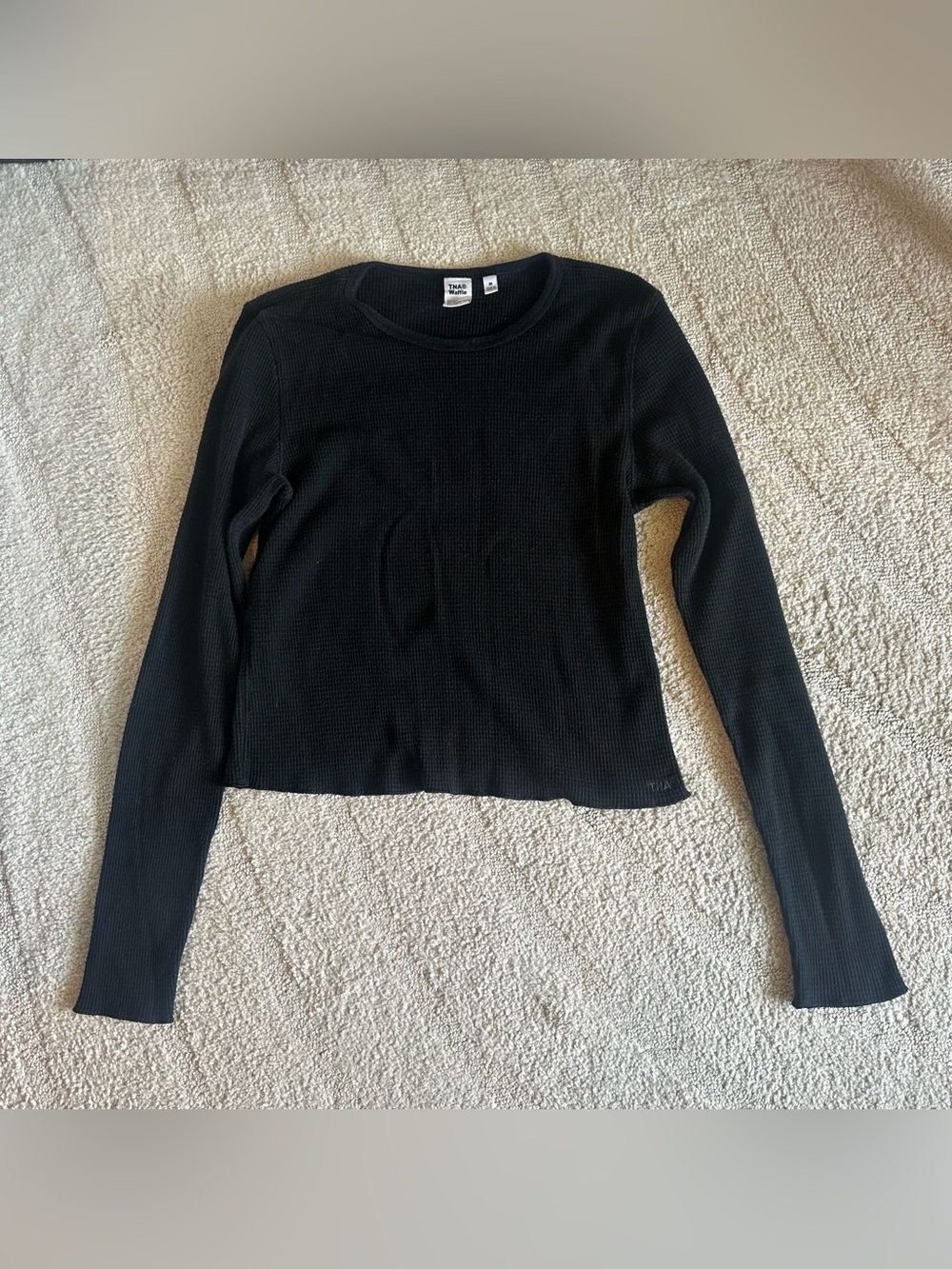 TNA Waffle Aritzia Women’s Black Long Sleeve Top
